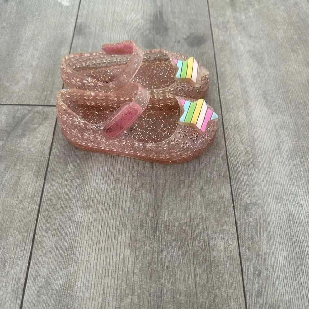 Old Navy Glitter Star Pink Jelly Sandals Shoes Toddler Girl Size 5
